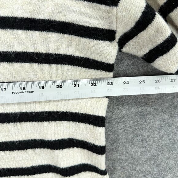 H&M Sweater Pullover Women M Medium White Striped V-Neck Long Sleeve Knit Wool - Picture 5 of 7